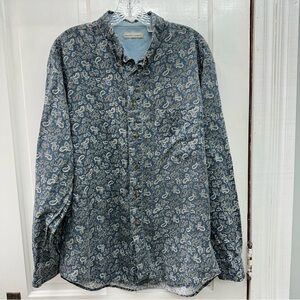 Vintage bugle boy woven long sleeve button down‎ paisley shirt men's large